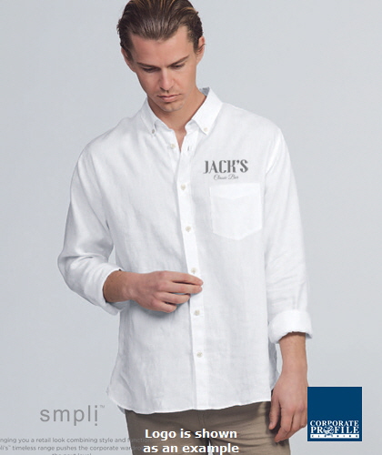 Linen-Shirts-Navy-and-White-Mens-#SIL-for-Corporate-Wear-With-Jack's-Logo-Service