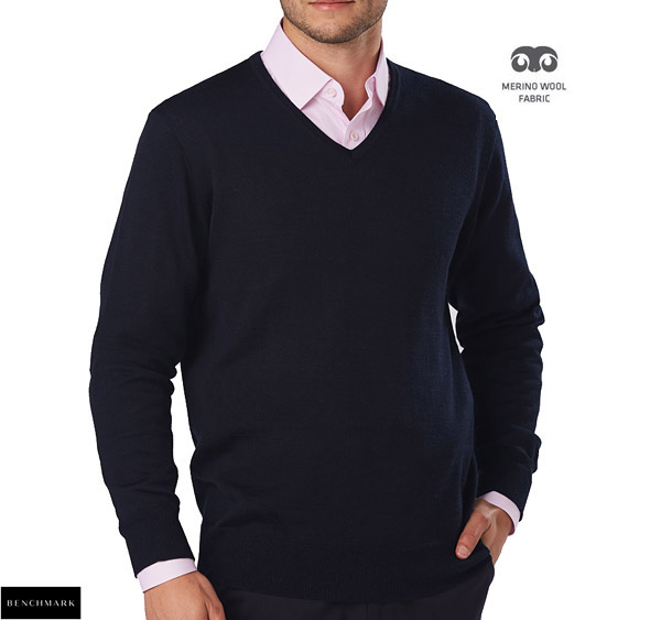Mens V Neck Pullover Jumper, 100% Merino Wool #M9502 with logo service. Available Black, Navy and Charcoal. Sizes SM-3XL. Quality 12 Gauge, v-neck fully fashioned contemporary style and fit. For details please contact Corporate Profile Clothing on Freecall 1800 654 990 