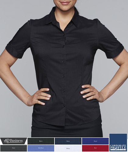 Black Corporate Shirt Mosman Short Sleeve With Logo Service 420px