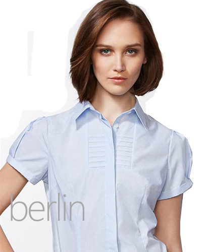 Berlin Womens Short Sleeve Shirt with Pleats