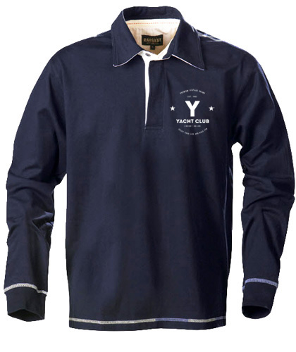 Premium Corporate Rugby Wear#LAKEPORT Plain Solid Navy (610) With Logo Service. High end rugby pullover available in Black and Navy. Twill collar, hidden buttons, satin tape inside the collar and side slit. 