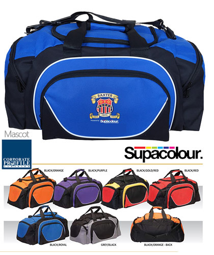 Sports Bag 59cm Kids #1216 in Team Colours with Logo Service. 7 Team Colours. 600D polyester fabric, U-shaped opening to main compartment, Front zippered pocket, Zippered end compartments, Web handles with velcro cuff, Removable, adjustable shoulder strap, Studded base for durability, Solid, metal zippers to each compartment. For all the details please call Renee or Shelley on FreeCall 1800 654 990