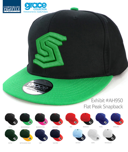 Promotional Flat Peak Snapback Cap #AH950 With Logo Service. Popular for Kids Sports Clubs. Local Stock Service and Custom Headwearat promotional prices. The Snapback Cap features sporty contrast panels on the crown and peak. Stock service in 15 Team Colour combinations. Awesome for Sports, Special Events, Club Members, Schools. Enquiries FreeCall 1800 654 990