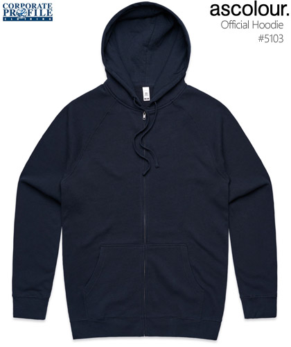AS Colour Zip Hoodie with print or logo embroidery service available in Grey Marle, Black, Navy and White Marle. Sizes XS-3XL. Mid weight, 290 GSM, 80% cotton 20% polyester anti-pill fleece, Pullover hood, raglan sleeves, kangaroo pocket, lined hood, tonal drawcord, metal zip, hem & cuff 1x1 cuff ribbing, preshrunk to minimise shrinkage. For details on Sizes and Logo Service please FreeCall 1800 654 990