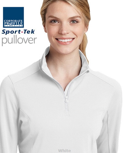 A sporty textured Corporate Pullover Womens #LST860- WHT. Popular colours Black, Navy, Lime, Dawn Blue, Royal, Deep Red. The Womens Pullover is also available in White, Pink Rasberry. Moisture Wicking. Tag Free. To inspect a sample the best idea is to Call Free 1800 654 990
