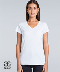 V-Neck-Ladies-T-Shirt-#4010-With-Logo-Service-200px