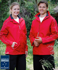 Circuit Staff Jacket #JK02 With Logo Service is great value for Employee Uniform Packages with Water Repellant Oxford Jacket and Silver Reflective piping across the shoulders and down the arm sleeves.Reflective piping enhances visibility when outdoors in the evening/night. The collar is lined with comfortable polar fleece to help keep your neck warm in cold, windy conditions. Zippered pockets, hidden draw cord to keep wind out from around your waist, mobile phone pocket inside pocket. This jacket can be embroidered or printed on the back and is a good one for advertising your business or Sponsor name. Adjustable velcro cuffs. Sizes XS-3XL. Black/Reflective, Red/Reflective, Navy/Reflective. For all the details please call Renee Kinnear or Shelley Morris on FreeCall 1800 654 990.