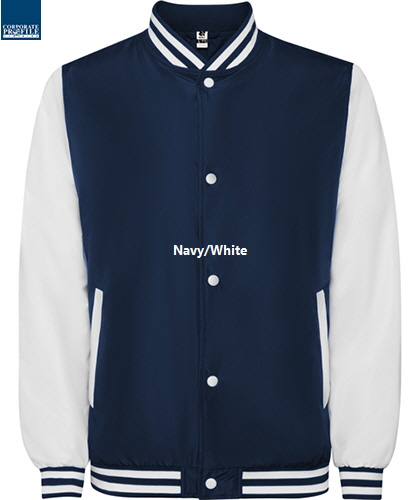 Corporate Varsity Jacket #6440 Navy-White With Logo Service 420 px