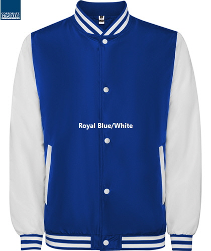 Corporate Varsity Jacket #6440 Royal Blue-White With Logo Service 420 px