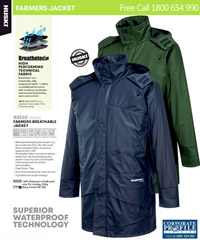 Superior waterproof technology. Farmers Jacket #K8103 Navy and Forest. Keeps the wearer dry and protected from the elements. Wind resistant fabric to protect against wind chill. Breathable fabric to draw moisture away from the body keeping the wearer cool, dry and comfortable. Pack away Hood, Dual Storm flap front with Stud front opening for easy access. 3 Pockets for ample storage. Breathtec is a High Performing Fabric. Logo service is available Enquiries FreeCall 1800 654 990