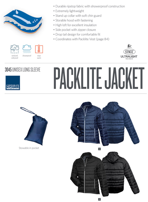 Corporate Packlite Jacket #3045 Product Details