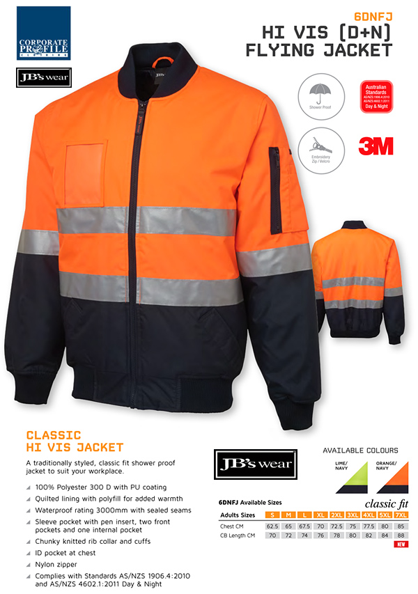 Hi Vis Flying Jacket #6DNFJ With Reflective Tape and Company Logo Service