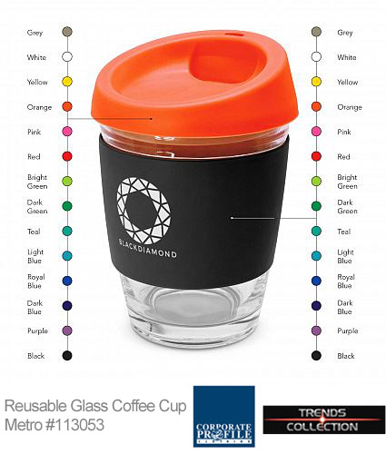 Reusable Glass Coffe Cup #113053 With Logo Print Service