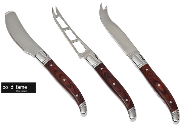  Corporate Christmas Gift Special, po 'di fame Bordeaux Cheese Knife Set #POBCK includes Stainless Steel 2 x Knives and 1 x Spreader. Sales enquiry FreeCall 1800 654 990