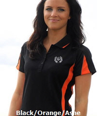 Black and Orange Polo Shirt for Uniform Outfits and Sporting Clubs Eureka #1304 With Logo Service