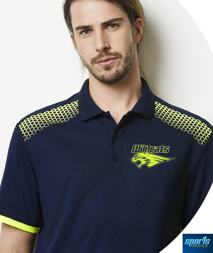 A striking print design, a new concept Galaxy #P900MS has print acrosss the front of shoulders and acrosss the back under the collar. The Polo also features patterned side mesh at the sides to improve ventilation for the wearer. There are 9 team colours, polo's can be printed or embroidery.Ideal for workplace or sports industry. For all the details please FreeCall 1800 654 990
