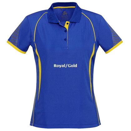 Womens Sport Polo #P405LS_RoyalGold_Front 420px