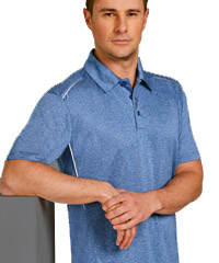 Heather Polo Mens #PS85 Royal With Reflective Piping and Logo Service 200px