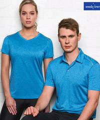 Heather Polo PS85 and Womens Heather Sport Tee #TS46 Cyan With Logo Service 200px