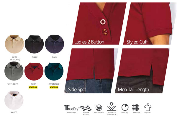 Long Sleeve Polo for Business Outfits. Available in Black, White, Navy, Ruby Red, Ocean Blue, Steel Grey and Beige Corporate Profile Clothing FreeCall 1800 654 990