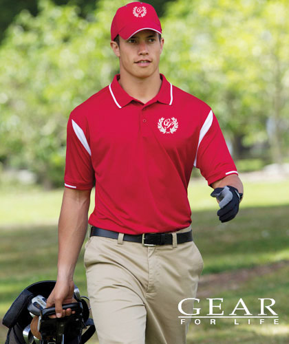 Red and White Golf Polo with embroidery