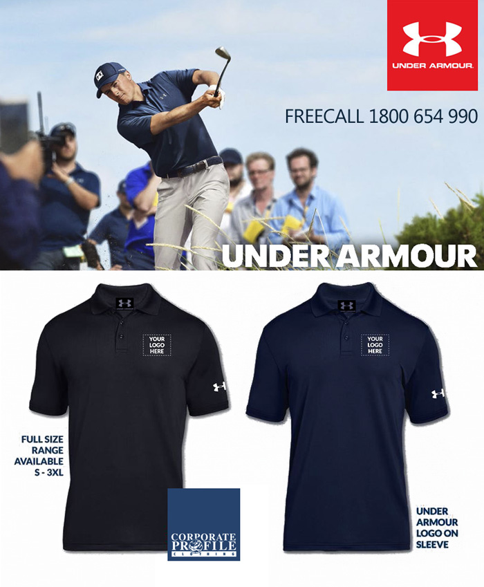 Corporate Profile Australia has teamed with Under Armour Corporate to bring you a high quality selection of polo, cap and pullovers. Business customers like the idea of using retail brands for their company apparel needs. Brands they know will provide the best value and appearance.  One of the best selling polo's in the world, the Under Armour Performance 2.0 Polo #1342080 is now available for branding with your Logo. These top class polo's will keep you cool and dry and won’t hold odour, fade or pill. Perfect for Company Outfits and Club Teamwear. Sales enquiry Corporate Profile Clothing FreeCall 1800 654 990