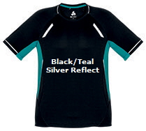 Womens-Renegade-Active-Tee-#T701LS-Black-Teal-With-Logo-Print-Service
