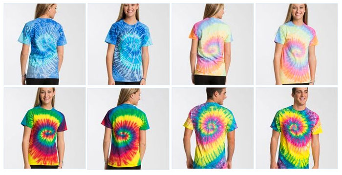 Tie Dye T-Shirts #5000 Summer fun, Surf and Swimming Clubs, Christmas and NYE Events, Parties, Promotional Tie Dye T-Shirts in 4 unique colourways, Blue Jerry, eternity, Reactive Rainbow and Saturn. Can be supplied with additional logo embroidery or screenprint depending on your requirements. Sizes SM-2XL.