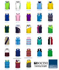 Printed Training Singlets designed especially for your Players, Members, Supporters, Parents, Kids, Sponsors and Merchandise Sales. Contract prices for bulk orders, expert graphics, high resolution print reproduction, reliable manufacturers. For all the details please call Corporate Profile Clothing on FreeCall 1800 654 990