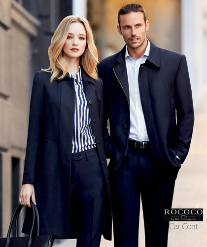 Mens and Ladies Corporate Coat #83830 With Logo Service, Overcoat Styled, Colour Midnight, Lined, Sizes XS-5XL. Made with Cavalary Twill , 50% Wool, 50% Polyester. Corporate Sales FreeCall 1800 654 990