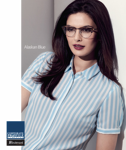 Verona-Stripe-Shirt-#43612-(Alaskan-Blue)-Ladies-Corporate-Shirt-With-Logo-Service