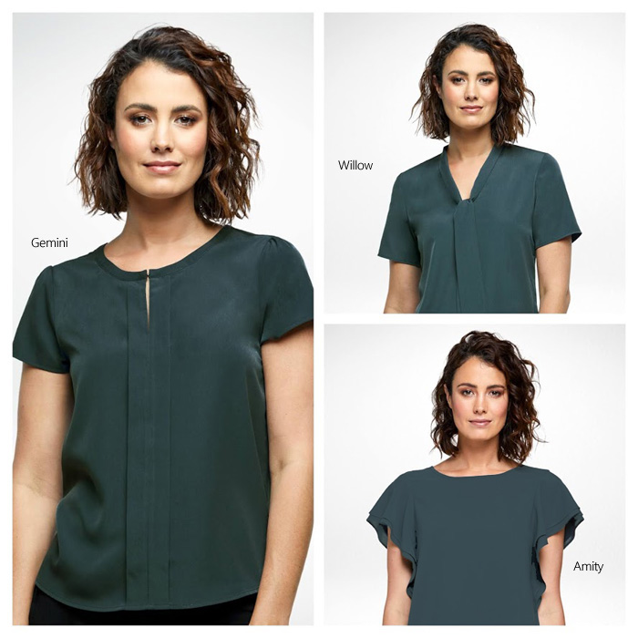 Stylish Charcoal Tops and Shirts for Australian Business and Corporate Wear. The styles include Amity with flutter sleeves, Harmony with Round Neckline, Echo with flowing sleeves, Aries with Off Centre Neckline. Perfectly priced for Corporate Packages. Free Call 1800 654 990