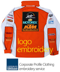 Inspect a sample of our professional logo embroidery and print service for Automotive Shirts and Uniform Jackets...we can provide high definition reproduction in small and large jacket size logo's. For details the best idea is to call Renee Kinnear on FreeCall 1800 654 990