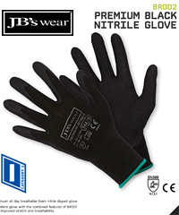 Black Nitrile Work Glove #8R001BX. A good Glove with Dexterity, your hands can "feel when you pick things up" Black Nitrile Disposable Work Gloves, knitted 13 gauge seamless nylone glove, Nitrile palm coating with sandy finish, excellent grip in dry, wet and oily conditions. Has resistance to liquid permeation, high abrasion resistance, CAT 2 EN420 and EN388 rating 4,1,2,1. Good glove for wet and dry conditions, over locked cuff with band size identifier. Inner Pack of 12, carton 120. Corporate Sales FreeCall 1800 654 990