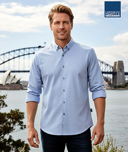Corporate Shirt Oxford Blue #JH302S With Logo Service 420px