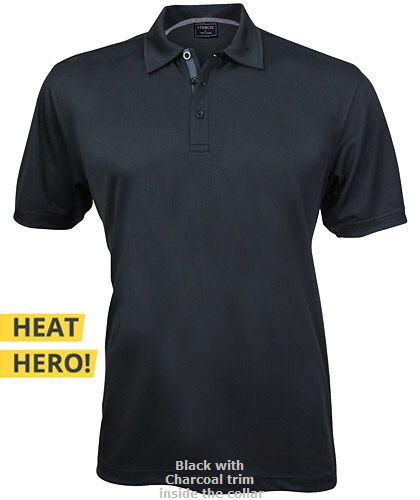 DryMax Corporate Polo Shirt #1062 and Womens Polo #1162, With Logo Service. Perfect for Queensland customers and hot weather locations. Available Black/Charcoal trim inside collar. The new DryMax technolgy fabric manages heat and moisture, helps to keep skin dry all day. The fabric features a fashionable pinhead-weave. Corporate Sales please Call Free 1800 654 990